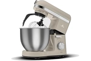 ‎KARACA Karaca Mastermaid Chef Pro Double Armed Küche Koch 1500W Iconic Beige, Glänzend, 1500W, 5 L Mixer, Food Processor, Geschwindigkeitseinstellung, Knethaken, Verquirlen, Kneten und Mischen