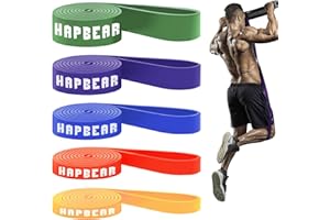 HAPBEAR Set di 5 Banda Elastiche Fitness, Fasce elastiche di Resistenza, con Ancoraggio per Porta per Pilates, Yoga, Allenamento di Forza, Fisioterapia Palestra per Uomo e Donna