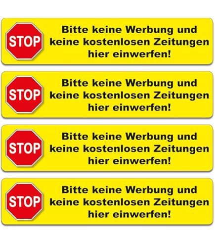 8x Aufkleber für Briefkasten STOPP KEINE WERBUNG in Alu gebürstet