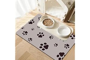 TOKLYUIE Absorbent Pet Feeding Mat for Food and Water - Waterproof Dog Placemats, Quick Dry Water Dispenser Mat for Floors (Brown - 30x50 cm)