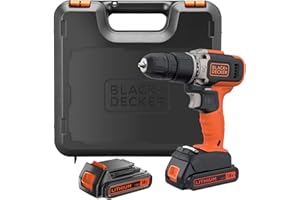 BLACK+DECKER BCD003C2K Taladro percutor 18V 21.000 ipm con 2 baterías litio 1.3Ah y maletín