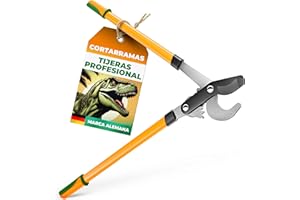 GRÜNTEK Tijera de Podar 2 Manos T-Rex 78cm Cortarramas hasta Ø 5cm - Podadora con Hoja Bypass 67mm con Doble Engranaje