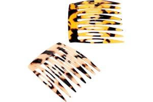 BREMOROU Lot de 2 mini peignes à cheveux pour chignons – Accessoires de coiffure français pour peignes décoratifs (onyx marron)