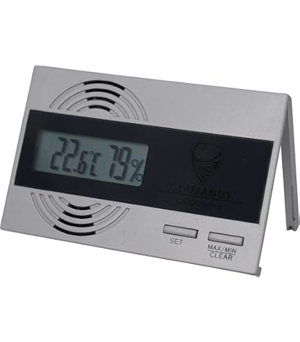 GERMANUS Digital Hygrometer Q1 Silber - Feuchtigkeitsmesser Mit Temperaturanzeige