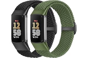 XANS Cinturino elastico intrecciato compatibile con Fitbit Charge 5/Fitbit Charge 6 per donne e uomini, Cinturino di ricambio sportivo in nylon regolabile e traspirante per Fitbit Charge 6 Charge 5