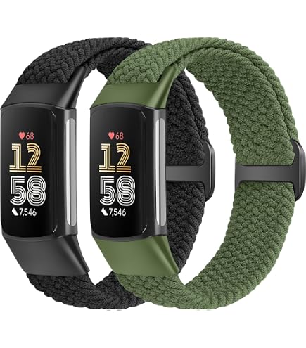SOiiKE Bracelet Nylon Compatible Fitbit Charge 6 Et Charge 5 - Sport Respirant Ajustable