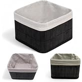 Deconox Bamboo Multi-Purpose Storage Box Organizer Square Organizer, Decorative Bamboo Organizer BLACK (20x20x13cm)