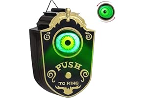 MARYAN Halloween Doorbell Decoration, Animated One-eyed Lightup Eyeball DoorBell with Spooky Sounds,Trick or Treat Event for Kids,Halloween Party Haunted House Props Decor (Black)