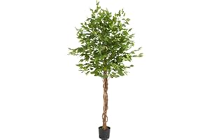 tectake® Ficus Artificial, Planta Artificial Grande y Realista, Plantas Artificiales Grandes, Decoración Hogar y Oficina, Arbol Artificial con Hojas Detalladas, Decoración Salon - 180 cm de Alto