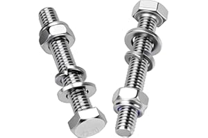 Mbsomnus 15 Pièces Boulons à Tête Hexagonale M8x60 mm Boulon Inox A2 V2A Vis et Boulon DIN 933 Vis à Métaux avec Écrous Rondelles pour Meubles Auto Vélos Bateaux Impression 3D Moto