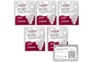 Lalvin EC-1118 Levadura de Vino (5 Paquetes) - Levadura de Champagne - Haga Vino Hidromiel Sidra Kombucha en Casa - Sachets de 5 g - Saccharomyces cerevisiae - Vendido por CAPYBARA Distributors Inc.
