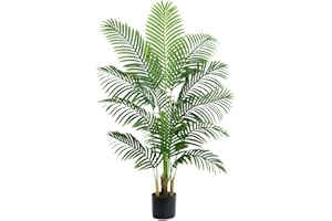 FSOHOI Artificial Fake Palm Tree with 18 Trunks and Real Bark Design, Premium Polyester,Tropical Paradise Palm Tree in Pot (black, 150 CM)