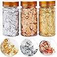 Khazna Bottles Gold Leaf Flakes, 3g Gold Flakes Decorative Dishes,Pure Gold Leaf for Nail Arts, Paintings, DIY Crafts, Resin Arts, Makeup Decoration