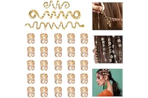 SIYINGSAERY 28 Stück Braids Perlen Haarschmuck Gold Dreadlocks Haarschmuck Braids Perlen Flechtet Haar Schmuck Haar Geflecht Ringe Haarspule Dreadlocks Haarspiralen Clips für Männer Frauen Geeignet