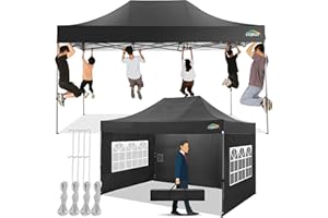 COBIZI Pop Up Gazebo with Sides 3m x 4.5m,Heavy Duty Gazebo with 3 Sidewall,UPF 50+ Waterproof Windproof Party Event Shelter Marquee,Outdoor Garden Gazebo Tent with Carry Bag (3x4.5m,Black)