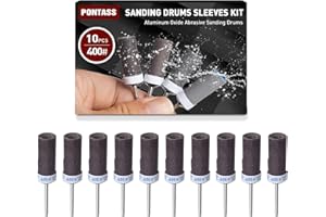 PONTASS 10 Stück 400 Körnung Schleifhülsen Satz für Dremel Rotationswerkzeug, Schleiftrommel-Set für Bohrmaschinen und Bohrmaschinen, Hülsen-Set, Schleifpapierstange für Metall, Holz, Form, Stein, Polieren