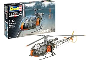Revell Modellbau I Alouette II I Bausatz I Maßstab 1:32 I 191 Teile I Bastelset ab 12 Jahren I Detailgetreues Modell mit authentischem Design I Helikopter