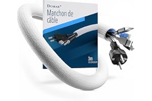 DOMAR® 3m de Gaine Cable Auto-fermante & Flexible - Manchon de Cable pour Une Gestion optimale des câbles - Cache Cable Blanc pour Installation électrique - Manchon Cable Bureau