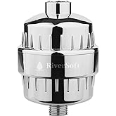 RiverSoft SF-15 PRO Shower and Tap Filter for Hard Water | 15-Stage Filtration Protects Hair and Skin | Water Softener for tap