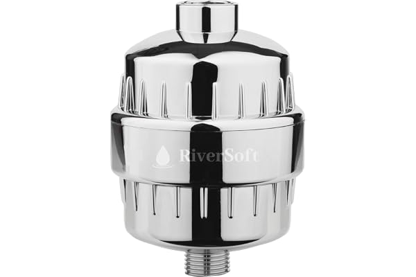 RIVERSOFT SF-15 PRO Shower and tap Filter for Hard Water with 15 Stage Water Softener for Bathroom Hard Water Filter (Pack of 1,Chrome)