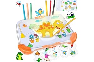 JONRRYIN Inteligentny projektor rysunkowy, zestaw do rysowania dla dzieci z 64 motywami, maszyna do rysowania, zabawka planszowa do projekcji, gry edukacyjne dla 3, 4, 5, 6, 7 lat, dla dziewcząt i