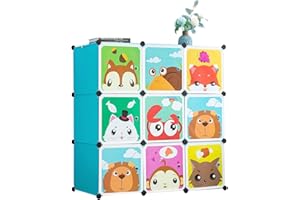 ‎BRIAN & DANY BRIAN & DANY Erweiterbares Kinderregal Kinder Kleiderschrank Stufenregal Bücherregal mit Türen, tiefere Fächer als normal (45 cm vs. 35 cm), 110 x 47 x 110 cm Blau