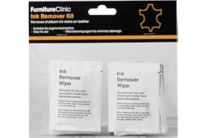 Furniture Clinic Leather Ink Remover Kit - Effectively Remove Pen & Ink Stains from Leather Furniture, Clothing, Car Seats, Shoes & More - Removes Ball Point Pen, Felt Tip Pen, Permanent Ink Stains