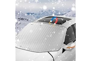 WOGOPRO Osłona na przednią szybę zimowa, osłona na przednią szybę z magnesem i sznurem mocującym, osłona na auto na zimę, składana osłona na przednią szybę samochodu przeciwko śniegowi, lodowi, mrozie