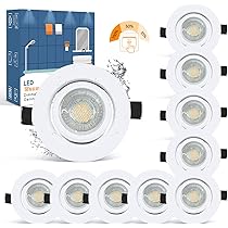 Wowatt 5 Stuks IP44 7W LED Plafondlampen 3 Niveaus Dimbaar 700lm Helder Draaibare Platte LED Badkamer Inbouwspot 2800K Warm Witte Plafondspot Badkamer AC 230V Vervangt 70W Halogeen Plafondverlichting