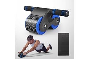 AISUO Ab Roller Wheel, Automatic Rebound Abdominal Wheel for Abdominal Exercise Fitness, Abdominal Exerciser with Knee Mat, Perfect Home Gym Equipment for Men Women Exercise Abdominal Fitness. blue