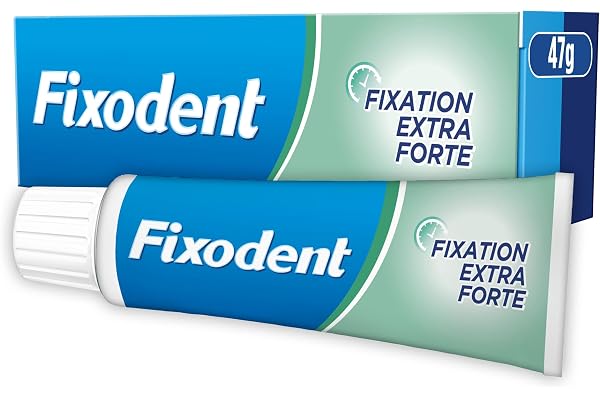 Fixodent Crème Fixative Neutre, Adhésive Pour Prothèses Dentaires, Fixation Extra Forte, Bouclier Antibactérien, Goût Neutre, 47g