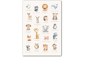 LAVEMA Affirmationsposter A3 (30x42cm) | Poster Affirmationen für Kinder | positive Glaubenssätze Bilder Babyzimmer Deko | Kinderzimmer Poster Tiere Beige