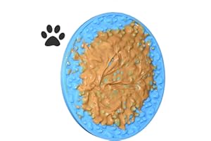 Bangp Pet Licky Pad Slow Feeder Dog Mat - 5.9in - Buddy Bath Lick Pad Perfect For Dogs and Cats to Serve Treats, Yogurt, or Peanut Butter (Blue-paw)
