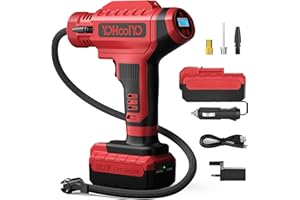 YOHOOLYO Cordless Tyre Inflator Air Compressor 150PSI and 12 Volt DC Car Tyre Pump Powered