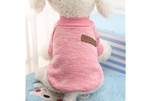 Idepet Haustier Katze Hundepullover, Warmer Hundepullover Katzenkleidung, Fleece-Welpenmantel für kleine mittelgroße große Hunde rosa grau XS-XXL
