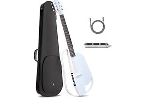 Enya NEXG2 Guitare Électrique Adulte - 38 Pouces Blanc Guitare Acoustique Électrique NEXG 2 Base Professionnelle en Fibre de Carbone Smart Audio Silent Guitar pour Enfants Débutants Voyage Fête