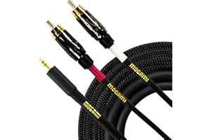 Mogami GOLD 3.5-2RCA-06 Stereo Audio Y-Adapter Cable, 3.5mm TRS Plug to Dual RCA Plugs, Gold Contacts, Straight Connectors, 6 Foot