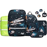 GMT for Kids Schulranzen Set 6-teilig Ergonomische Ultraleichte Schultasche Mädchen Junge Kinder Schulrucksack Raumschiff Gru