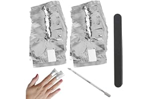 GGISUI 200pcs Tiras Quitaesmalte de Papel de Aluminio Almohadillas para quitar esmalte de uñas con Toallitas de Algodón Sin Pelusas empujador de la cutícula Franja Lima de uñas