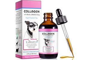 YIJIAXINGZHOU Collagène liquide pour chiens, complément de collagène pour la peau et le pelage du chien, soulagement de la peau sèche et démangeaisons, suppléments d'articulations pour chien, soutien de la