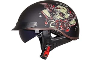 EBAYIN Casque Moto Homme Homologué Casque Bol Homologué Casque Moto Vintage Casque Jet pour Moto Casque Scooter Homme ECE Homologué Pilote Jet Casque Personnalité Casque de Moto