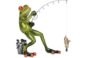 formano roliga grodor figur groda fiskare stående fisk poly 15 cm