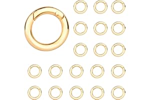 UKOFEW 20 Pezzi Anelli per Borse, Scatto Molla Rotonda, Moschettoni per Borse, Gancio Fibbia Portachiavi, 29mm, per Zaini, Portafogli, Bagagli Cinghie, Artigianato (Oro)