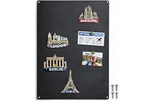 ‎QIYTECNO Qiytecno Magnetic Board for Travel Magnets 30 x 50 cm: Starter Board Black Matt Metal Magnetic Holiday & Souvenir Magnets Kitchen Hallway Travel Lovers from 12