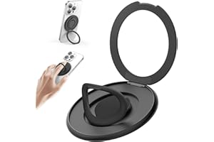 SURPHY Anneau de Support Telephone Portable Magnétique,avec Finger Ring en Silicone Rotation à 360°, Anneau Universel Compatible avec Accessoires MagSafe pour iPhone, Samsung, Huawei, Noir