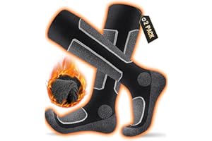 HIYATO Skisocken aus Merinowolle 2 Paar, Warme Thermosocken, Dicke Wintersocken für Skifahren Outdoor Wintersport Herren Damen