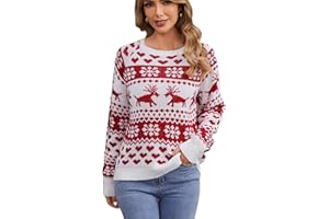 Jarseila Damen Weihnachtspullover Lustig Strickpullover Herren Christmas Sweater Chunky Gestrickter Pullover Rentier Schneeflocke für Party Weihnachten Geschenk