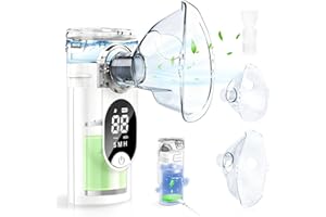 NEEMOSI Aerosol Portatile Silenzioso 600mAh, Macchina Areosol Ricaricabili Adulti e Bambini e Neonato, Aereosol Ultrasuoni con Display Intelligente, Nebulizzatore Durata di Funzionamento: 75-120 Minuti