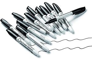Volcanics Black Dry Erase Markers Whiteboard Pens Low Odor Fine Whiteboard Markers Dry Wipe Pens Thin Box of 12