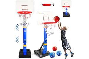 YIBEBE Panier Basket Enfant pour Intérieur Extérieur: Panier de Basket Enfant Hauteur Réglable - Ensemble de Basketball Portable et Réglable Jeux Exterieur Enfant - Cadeaux pour Enfants 3-12 Ans